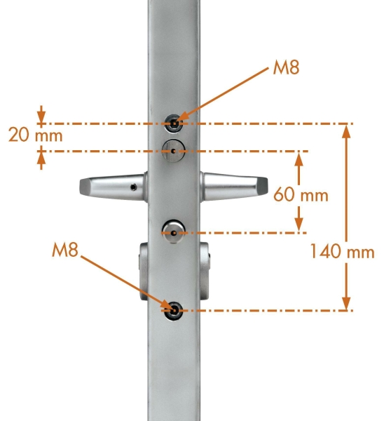 Industrieschloss für Vierkant Profile von 30 bis 50 mm in Tannengrün RAL6009